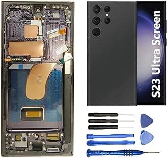 Screen Replacement for Samsung Galaxy S23 Ultra 5G S918B S918B/DS S918U S918Ul S918W S918E S9168/DS 6.8 Inch with Frame and Back Cover Display Touch Digitizer Assembly (Black)
