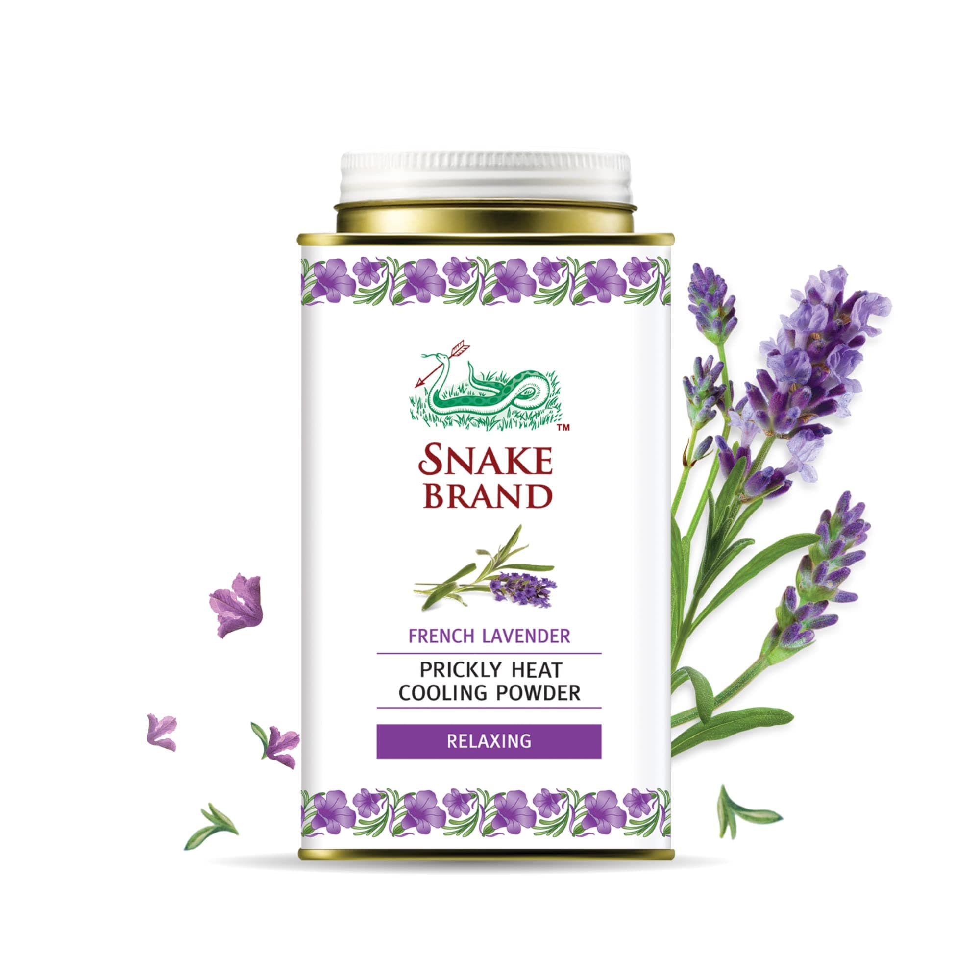 Snake Brand Prickly Heat Cooling Powder Lavender (150g)