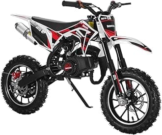 Kids dirt bike - 50cc Dirt Bikes Gas Mini Bike Kids Motorcycle, Upgrade Pit Bike Mini Motorcycle for kids, Off Road Tires, Front Rear Disc Brakes, Pull Start, Pocket Bike Gift for Child Teens