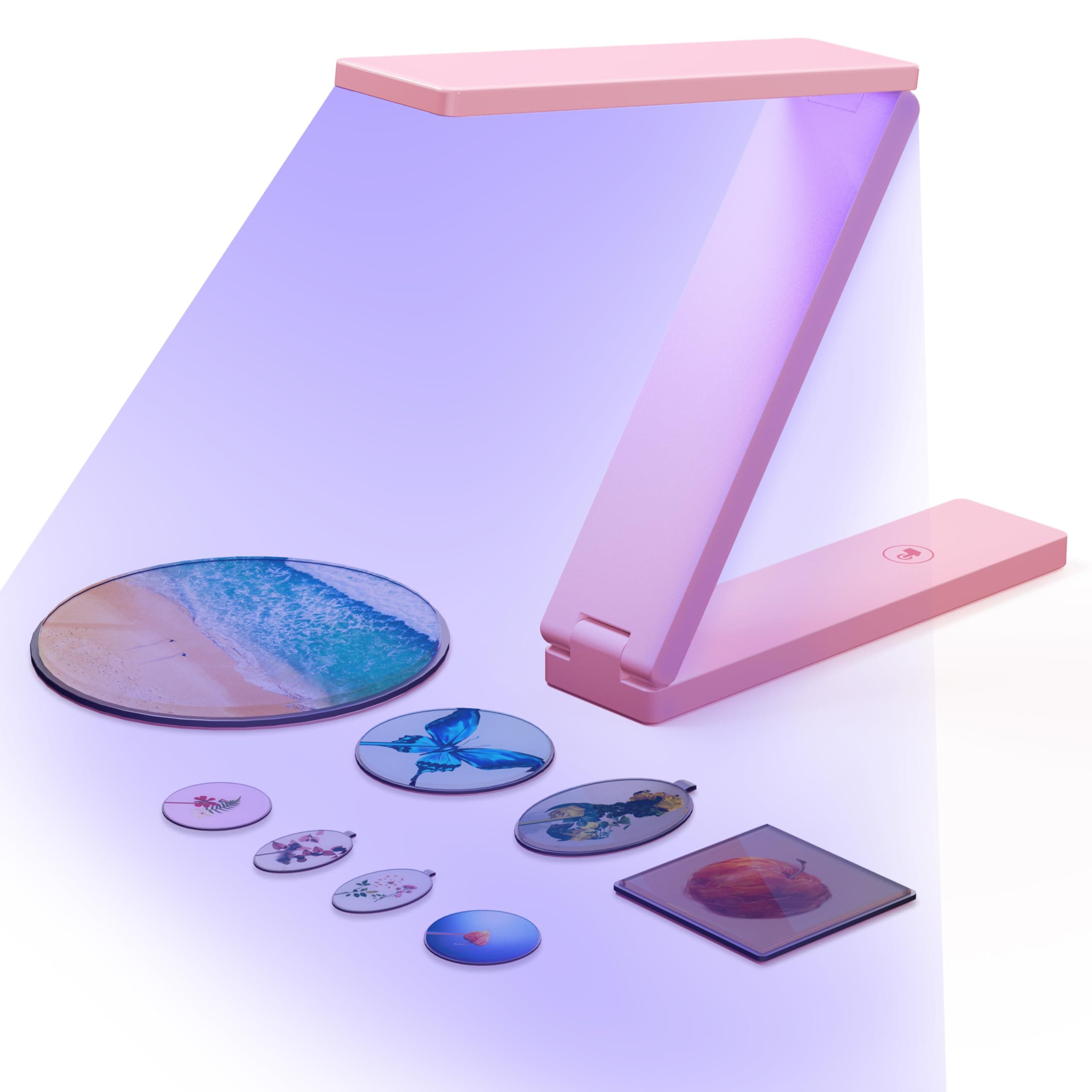 UV Light for Resin Curing, 54W UV Resin Light Lamp, Wireless & Foldable, 3-in-1 Uses for Molds, DIY Craft Deco (Pink)