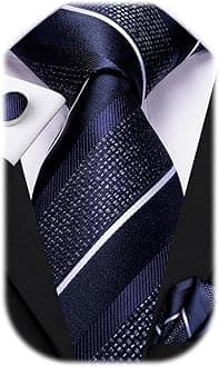 Mens Paisley Striped Tie Woven Necktie for Men and Handkerchief Cufflinks Set Wedding Formal Business