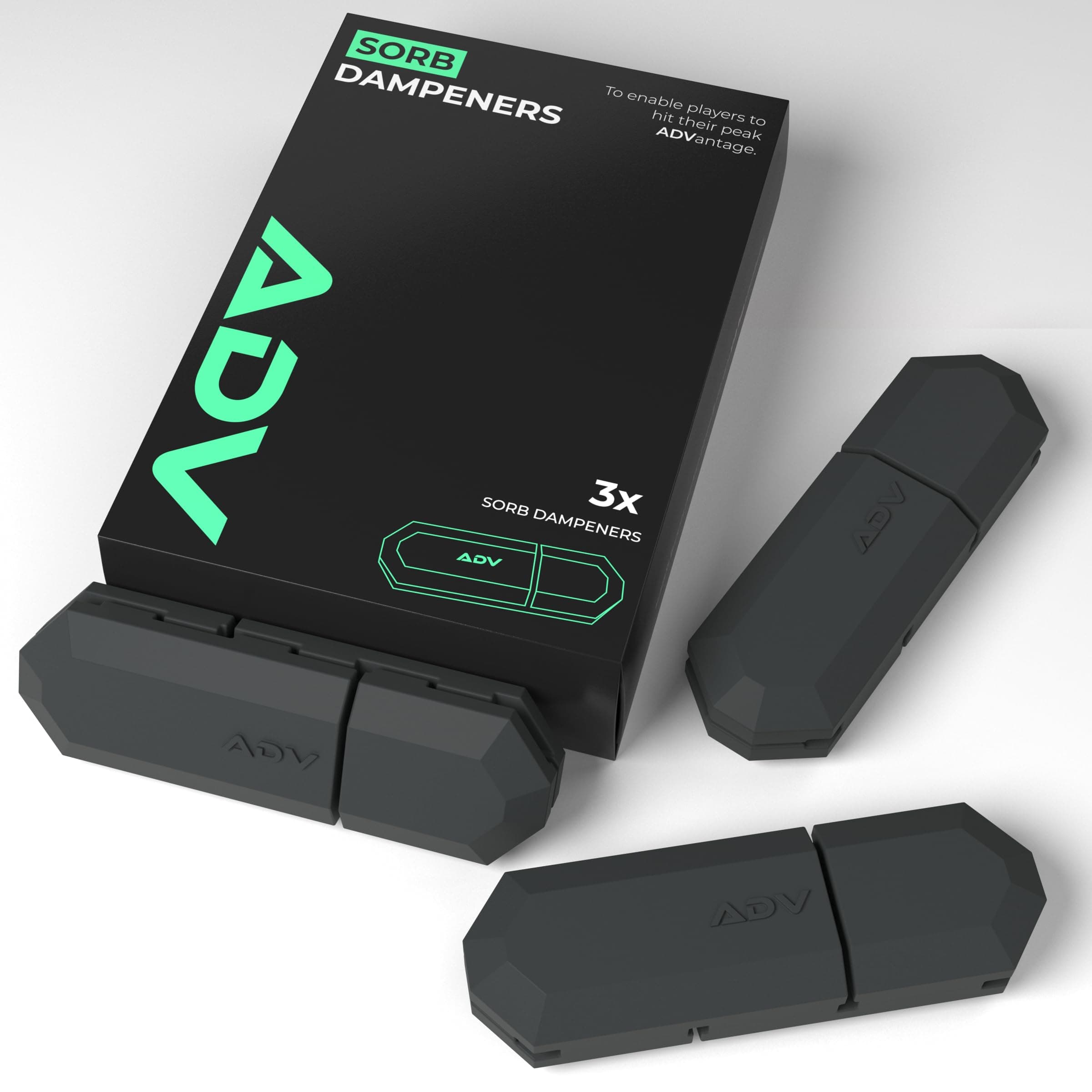 ADV Tennis Dampener with Custom Feel - 3 Pack - Racket Shock Absorber to Reduce Vibration, Relieve Symptoms of Injury and Stay on the Racket - Engineered Poly-Silicone Tennis Racket Dampener