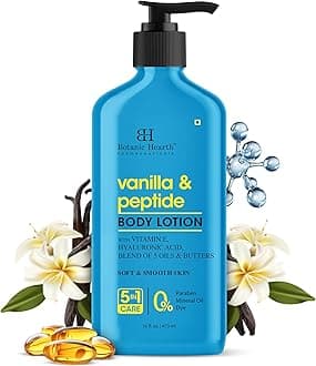 Botanic Hearth Vanilla & Peptide Body Lotion 16 fl oz | Soft & Smooth Skin | 5 Oil Blend & Butters | 5-in-1 Care | Paraben Free, Dye Free | Daily Moisturizing Lotion for All Skin Types