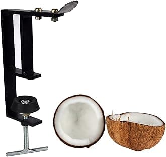 D&V Engineering Heavy-Duty Table-Mount Coconut Scraper & Grater | Sharp 2 mm Stainless Steel Blade, Durable Metal Frame | Easy, Fast Coconut Grating | Fits Up to 3-Inch Slabs, Black Frame