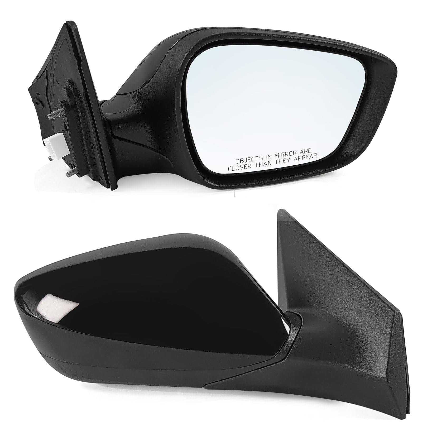 Right Passenger Side Mirror Assembly Fits 2014 2015 2016 Hyundai Elantra with Power Glass Heated Manual Folding without Turn Signal Match to Black (5Pins)