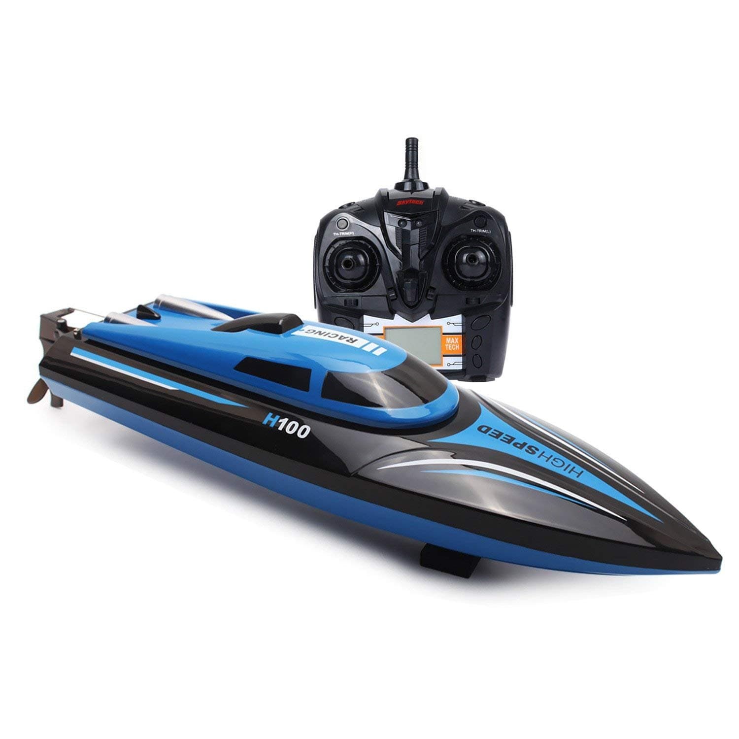 RC Boat,KingPow H100 Remote Control Boat with High Speed 18MPH 2.4GHz Fast RC Racing Boat for Lakes/Pools/Ponds (Boats Only Works in Water)
