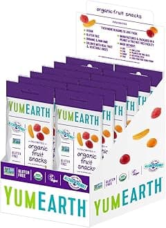 Organic Fruit Snacks,Fruit Flavored Snack Packs, Allergy Friendly, Gluten Free, Non-GMO, Vegan, No Artificial Flavors or Dyes 2oz (Pack of 12)