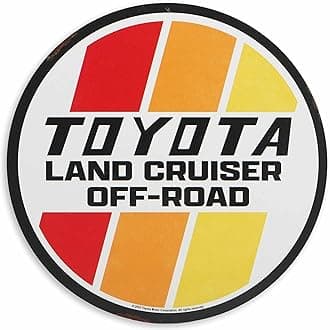Open Road Brands Toyota Land Cruiser Off-Road Round Metal Sign - Retro Toyota Sign for Garage, Shop or Man Cave