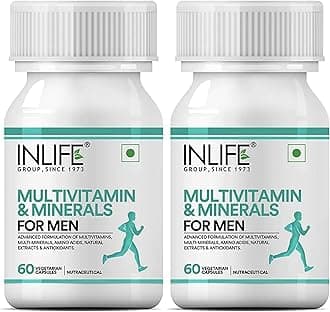 INLIFE Multivitamins & Minerals Amino Acids Antioxidants with Ginseng Extract for Men Daily Formula Vitamins Supplement - 60 Capsules (Pack of 2)