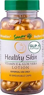 Sanar Naturals Healthy Skin Vitamin E and Aloe Vera Moisturizer Ampoules - Body Lotion for Dry Skin, Face, Hands - Travel Size Serum for Women and Men, 60 Capsules