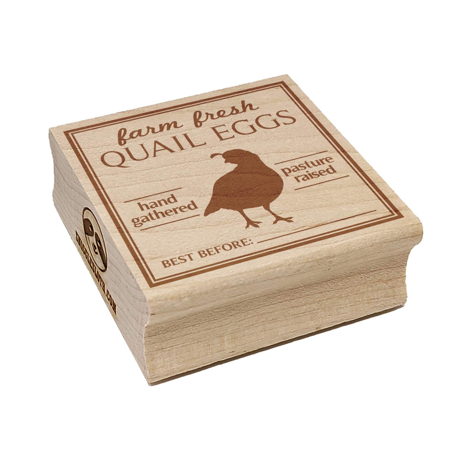 Farm Fresh Quail Eggs Hand Gathered Pasture Raised Best Before Date Square Rubber Stamp for Stamping Crafting - 1.25in Small