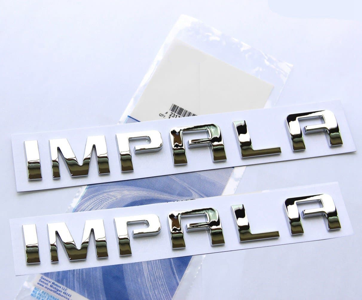 2X OEM Fender Impala Nameplate Letter Emblems 3D Logo Badges Glossy for Impala Chrome 22743583