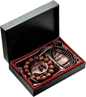 RDK Small Leaf Lobular Red Sandalwood Bead Bracelet/Rosary Gift Box Set Gold Star Charm Bracelet 108 Beads Mala old Material Lal Chandan Rosary Bracelet For Men and Women