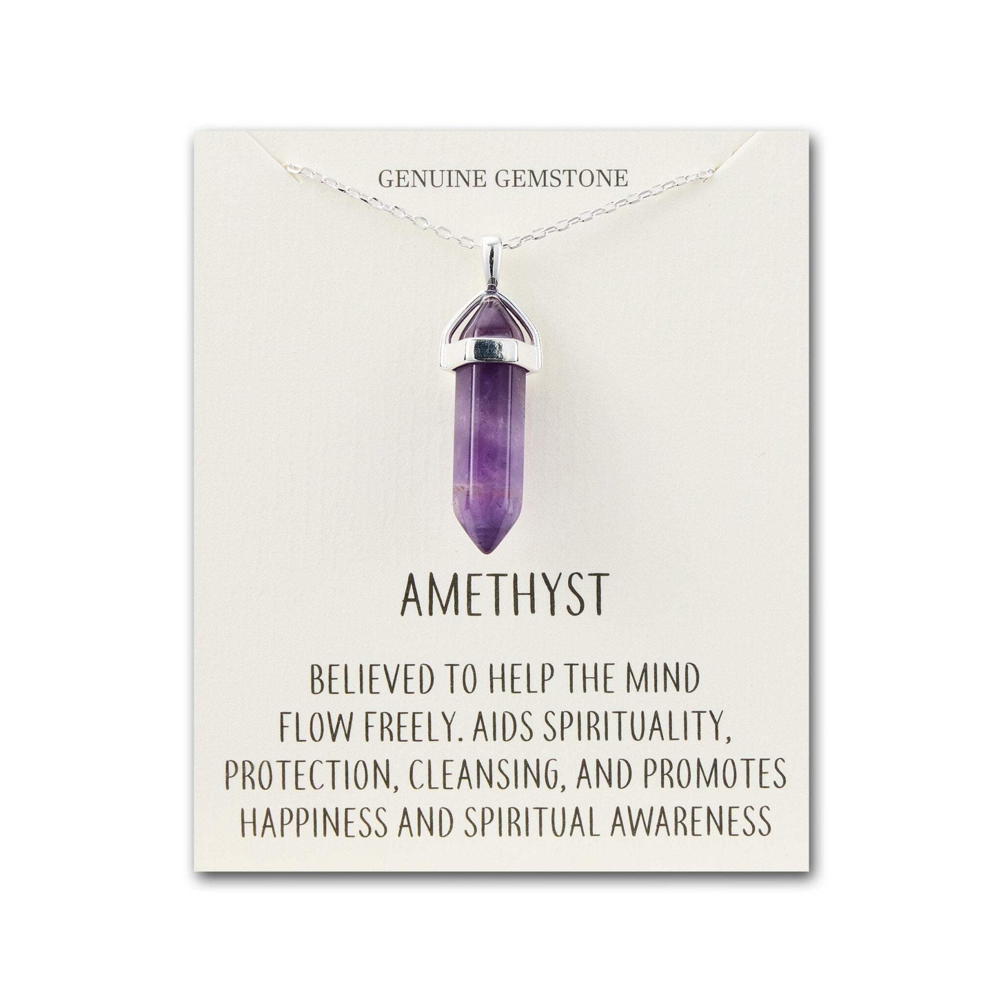Philip Jones Amethyst Gemstone Necklace with Quote Card