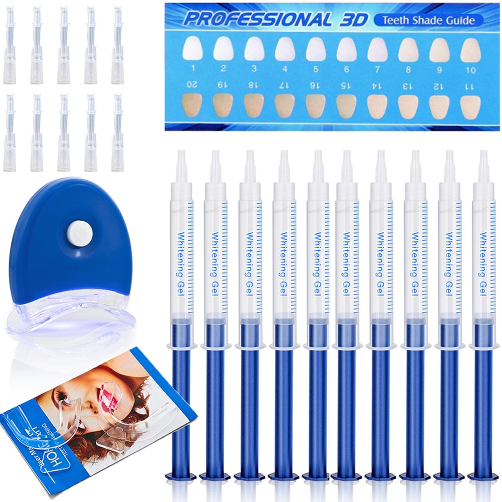 35% Teeth Whitening Gel - Refills Bleaching Gel with LED Teeth Whitening Light and Mouth Trays - 10 PCS 3ML Tee-th Whiten-ing G-el Tooth Whitener (1 Box)