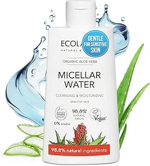ECOLATIÈR Micellar Water Cleansing & Moisturizing Organic Aloe Vera – 98.8% Natural, Vegan Facial Cleanser & Hydrating Makeup Remover for All Skin Types, Micellar Water Makeup Remover, 8.5 Fl Oz