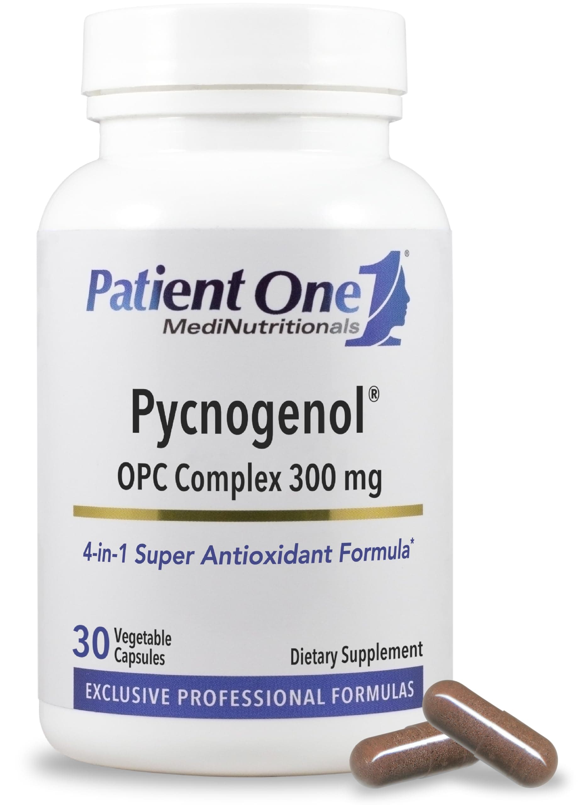Patient One Pycnogenol OPC Complex 300mg | Supplement to Support Vascular Health and Healthy Aging* | French Maritime Pine Bark and More | 30 Capsules