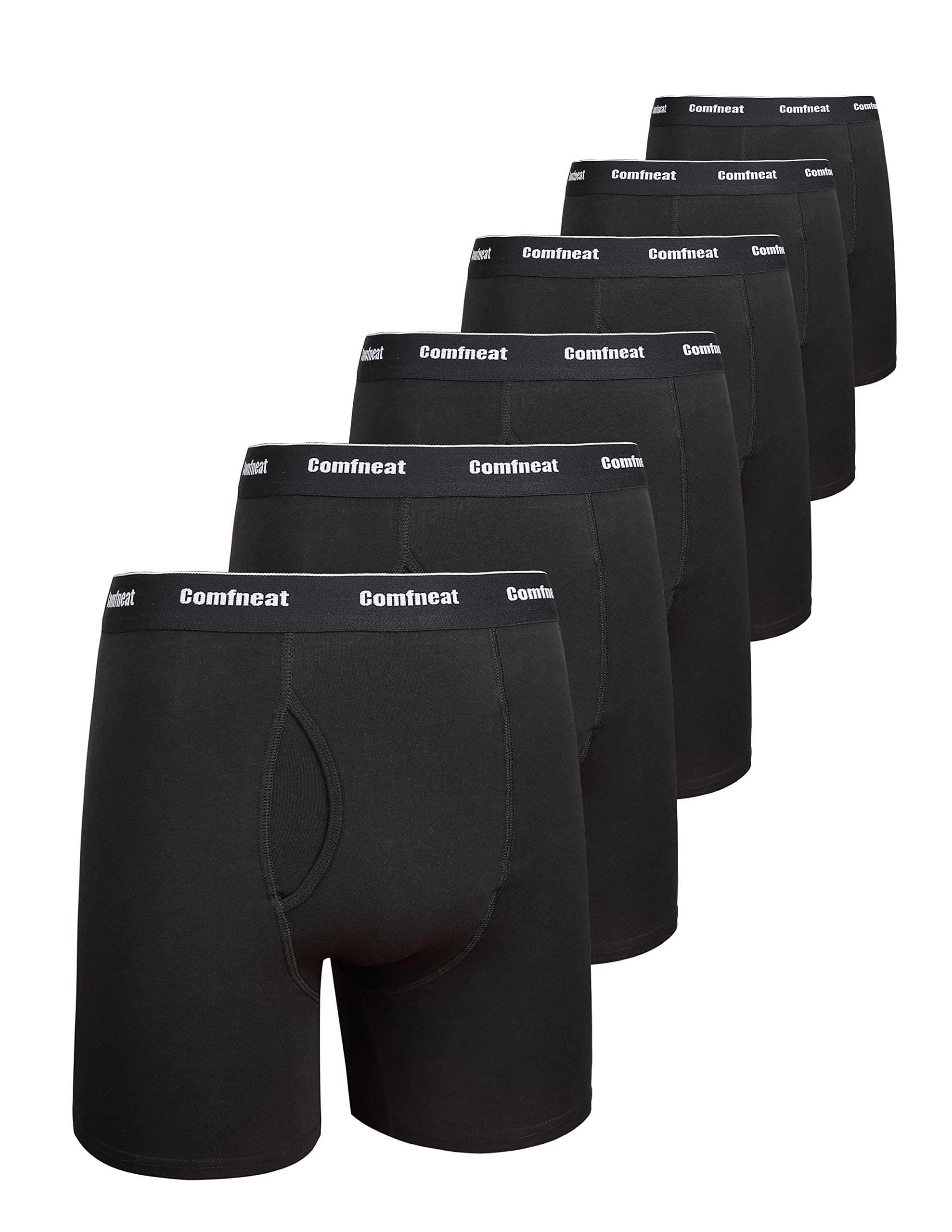Men's 6-Pack Boxer Briefs Soft Breathable Underwear S-XXL Open Fly