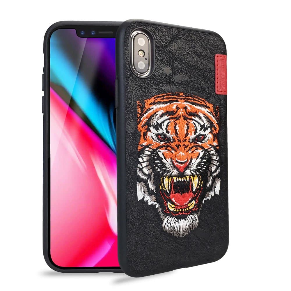 Phone Case for iPhone X - Skinarma BK123 2017 Embroidered iPhone Case for Apple iPhone X 5.8 Inch TPU+PC Material Drop Protection (Orange)