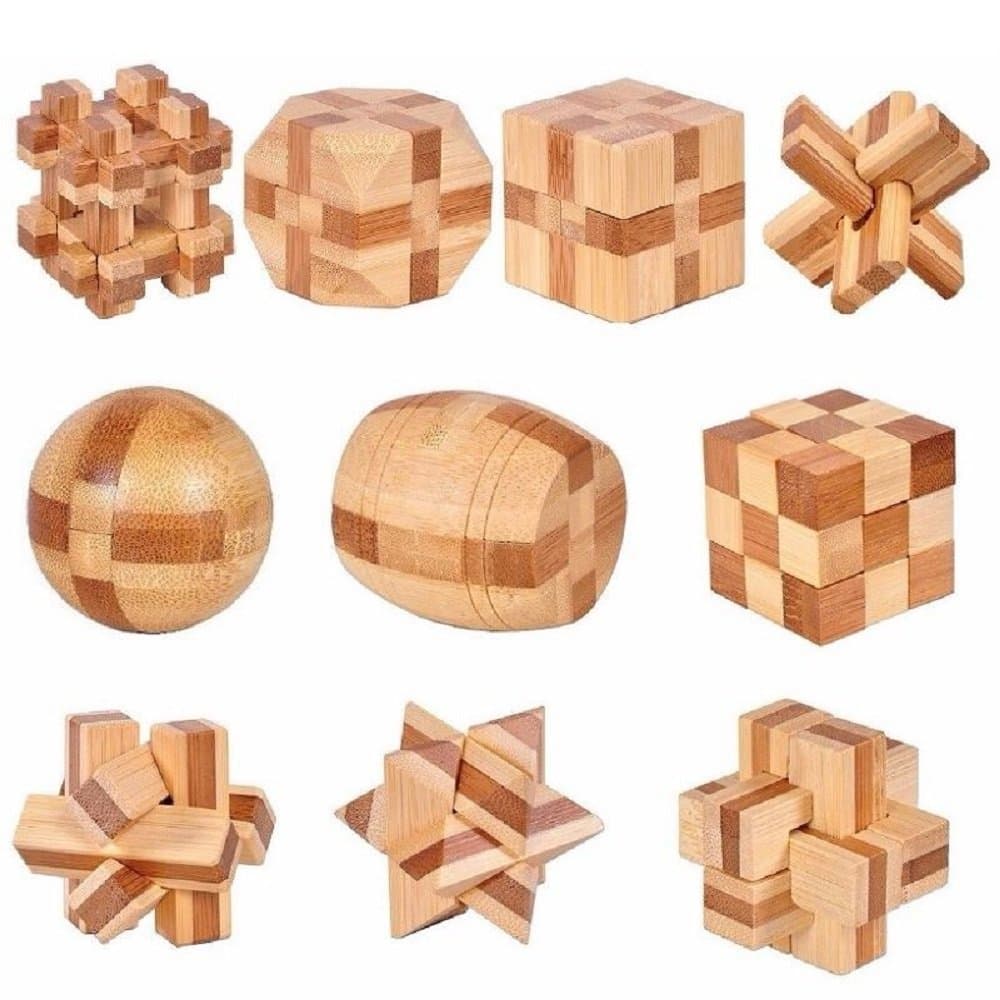 10 pcs/Set 3D Handmade Vintage KongMing Lock Luban Lock Bamboo Toys Adults Puzzle Children Adult Birthday