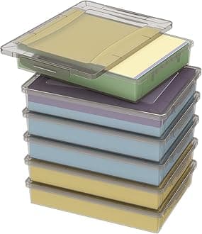 Lifewit 6 Pack Plastic Multi-Purpose Storage Box with Latching Lids, Gray A4 Paper Storage, Classroom Organization, Storage Containers for Board Game, Craft, Document, Magazine, Art Supplies
