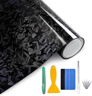 Arespark Gloss Forged Carbon Fiber Vinyl Wrap, Car Vinyl Wrap Decal Sticker Film Sheet with Air Release, Contain Installation Tool for Car Auto Morotcycle (1ft x5ft, Black)