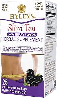Hyleys Slim Tea Acai Berry Flavor - Weight Loss Herbal Supplement Cleanse and Detox - 25 Tea Bags (12 Pack)