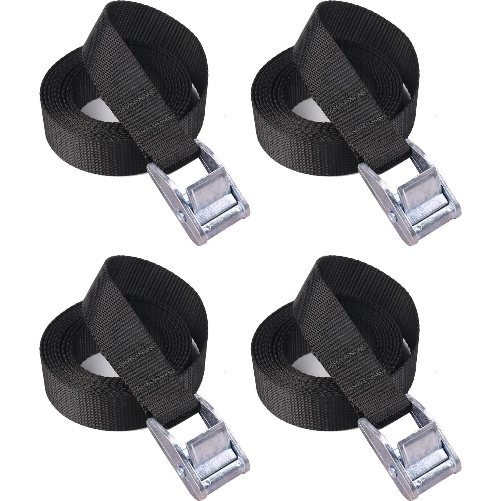 MAGARROW Sturdy Lashing Straps Tie Down Strap with Heavy Duty Cam Lock Buckle (4 Feet, White Buckle/Black Strap)
