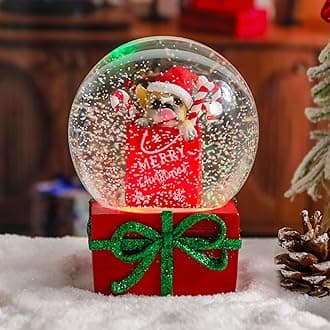 Vipush Christmas Snow Globe - Puppy Gift Style Musical Snow Globe with Color Changing Led Lights, Christmas Decorations with Music Box Gifts for Girls Kids, Decorations for Christmas & Birthday