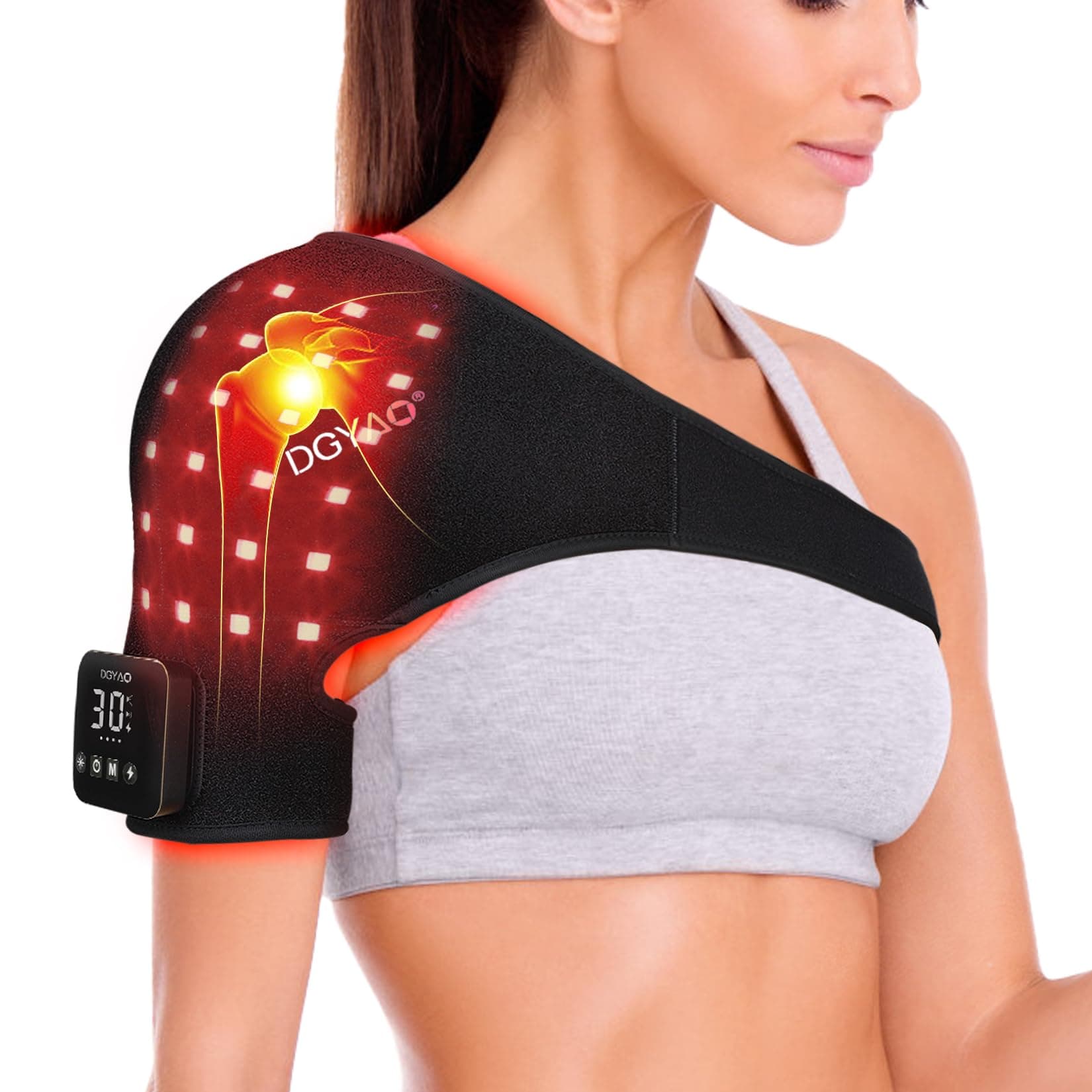 DGXINJUN Cordless Red Light Therapy for Shoulder Pain Relief Led Portable Near Infrared Light Therapy Devices for Joints Muscle Nerve Relax Wearable Wrap with 4000mAh Battery