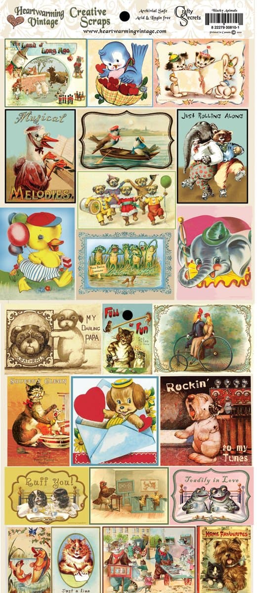 Crafty Secrets Publications Heartwarming Vintage Creative Scraps Wacky Animals