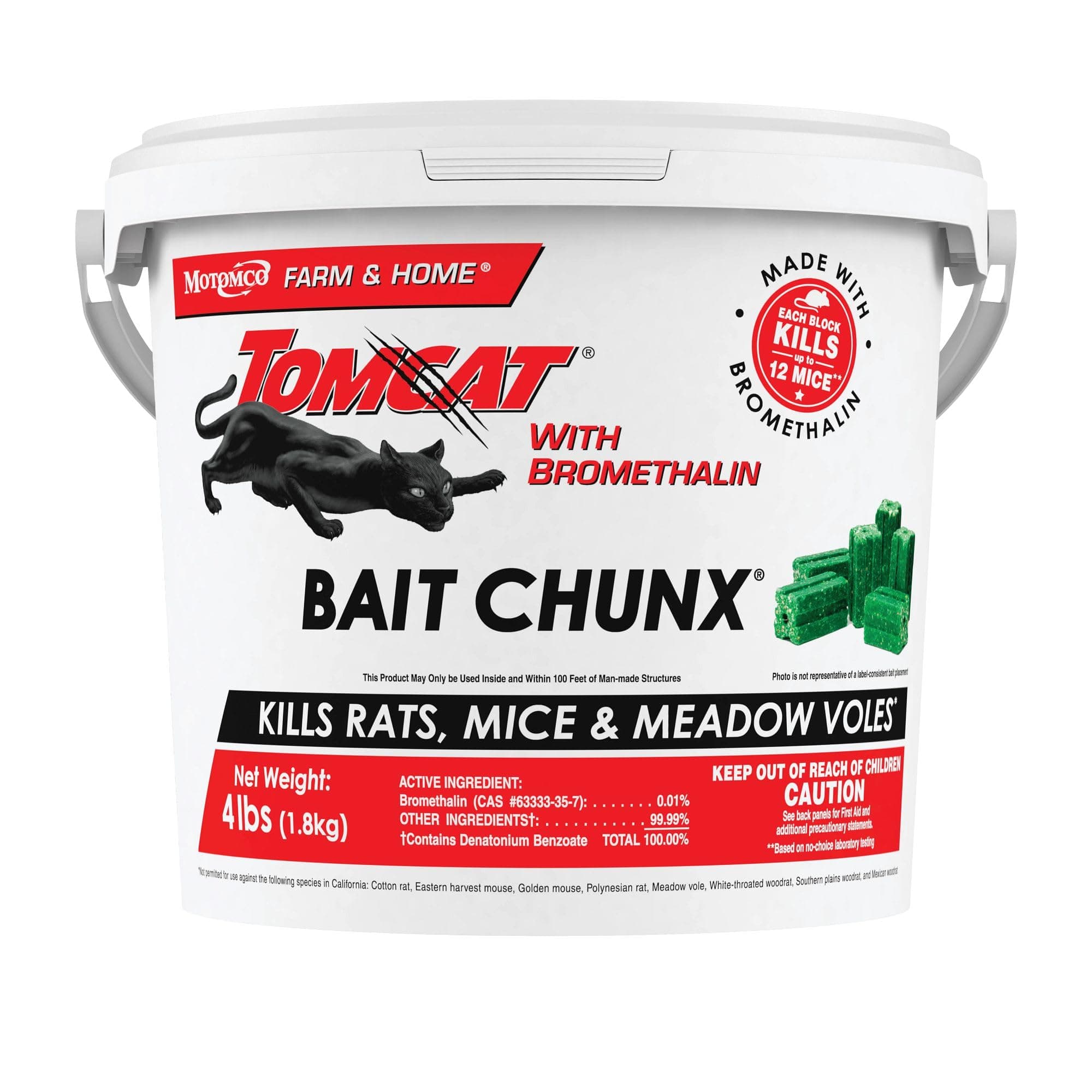 Bromethalin Bait Chunx — Rat and Mouse Control Blocks for Agricultural Use, 4 lbs.