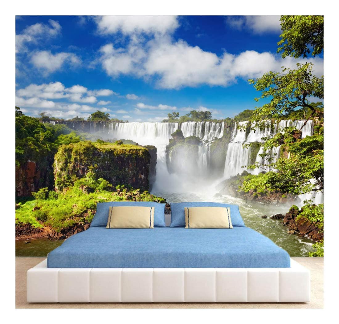 Waterfall Nature Tree Blue Sky Photo Wallpaper Wall Mural Home Bedroom Decoration Wall Covering 260x175cm