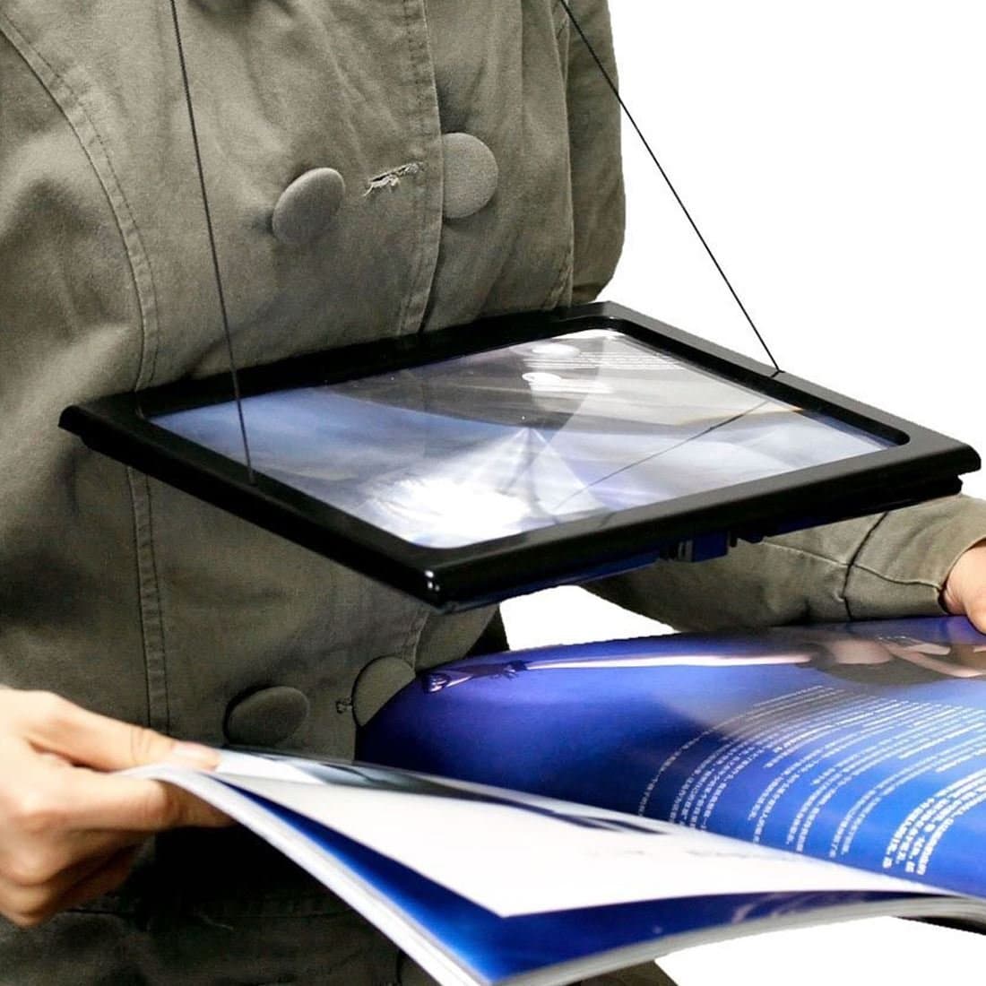 iXium Hands Free Magnifying Glass with Light and Neck Cord LED Illuminated Magnifier for Reading Sewing Crafts Handcraft Hobby New Plastic Lens