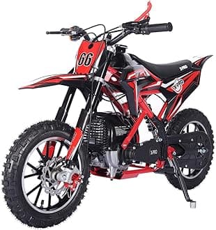 X-PRO Hawk Mini Dirt Bike, Gas Power 4 Stroke, 40CC Pit Bike, Pull Start, 10" Wheels! (Red)