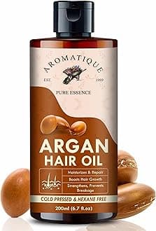 Aromatique Argan Hair Oil 200ml | Lightweight Non Sticky Formula for Dry and Dull Hair | Helps Reduce Frizz Adds Shine and Smoothness | Multi Purpose Hair Care for Men and Women