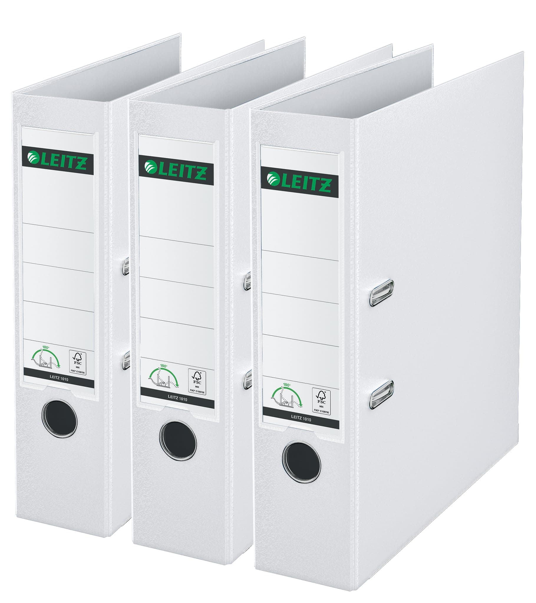 Leitz Lever Arch File, White, A4, 80 mm spine, Pack 3, Plastic, 310335101