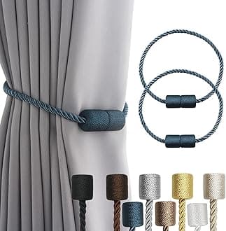 2 Pack Strong Magnetic Curtain Tiebacks Outdoor Elegant Decorative Tie Backs Modern Rope Tiebacks for Drapes Window Curtain Holdbacks for Draperies- Blue