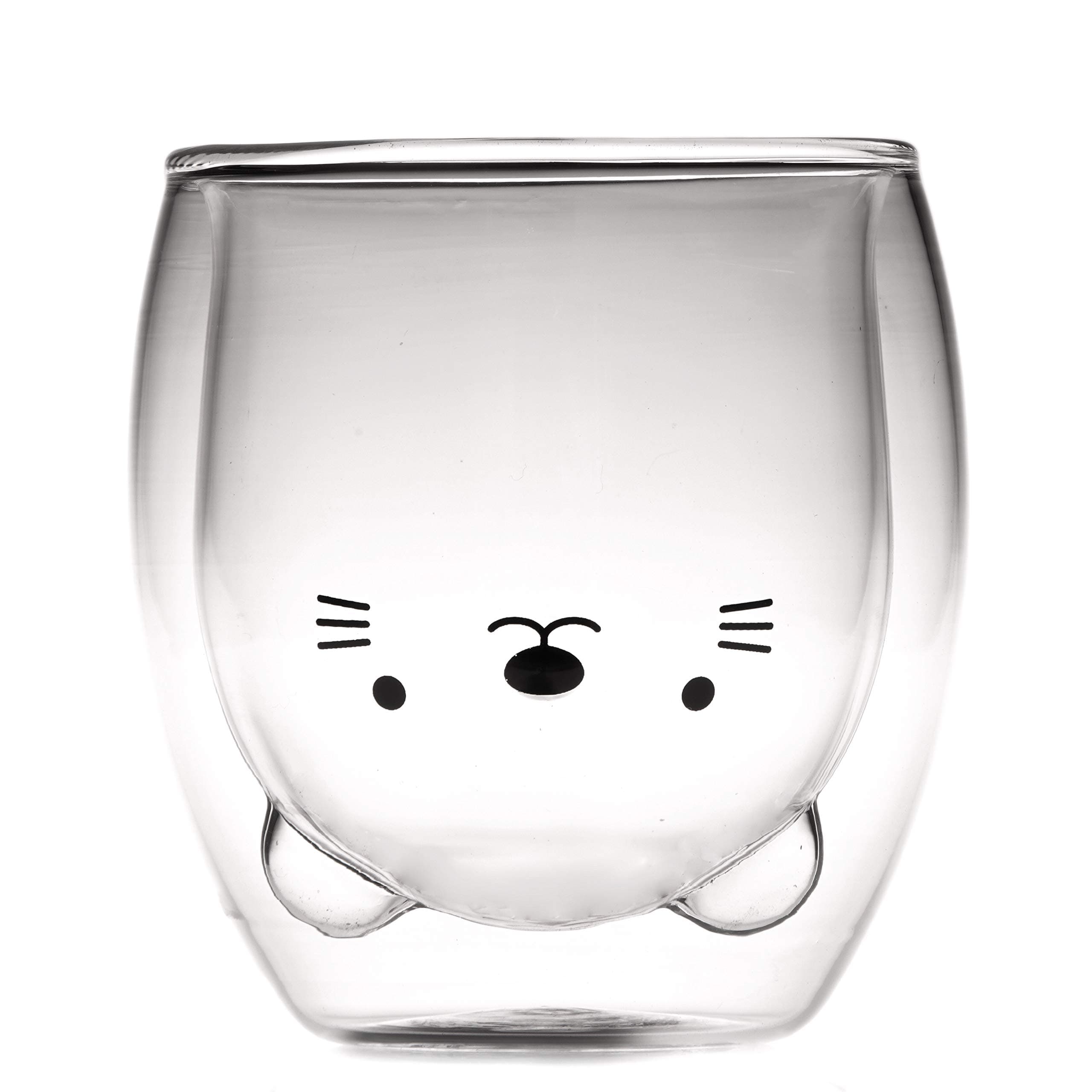 Personal Cup Coffee Cup, Tea Cup, Milk Cup, Double Wall Glass, Cute and Giftable ideas for Birthday Present (Cat)