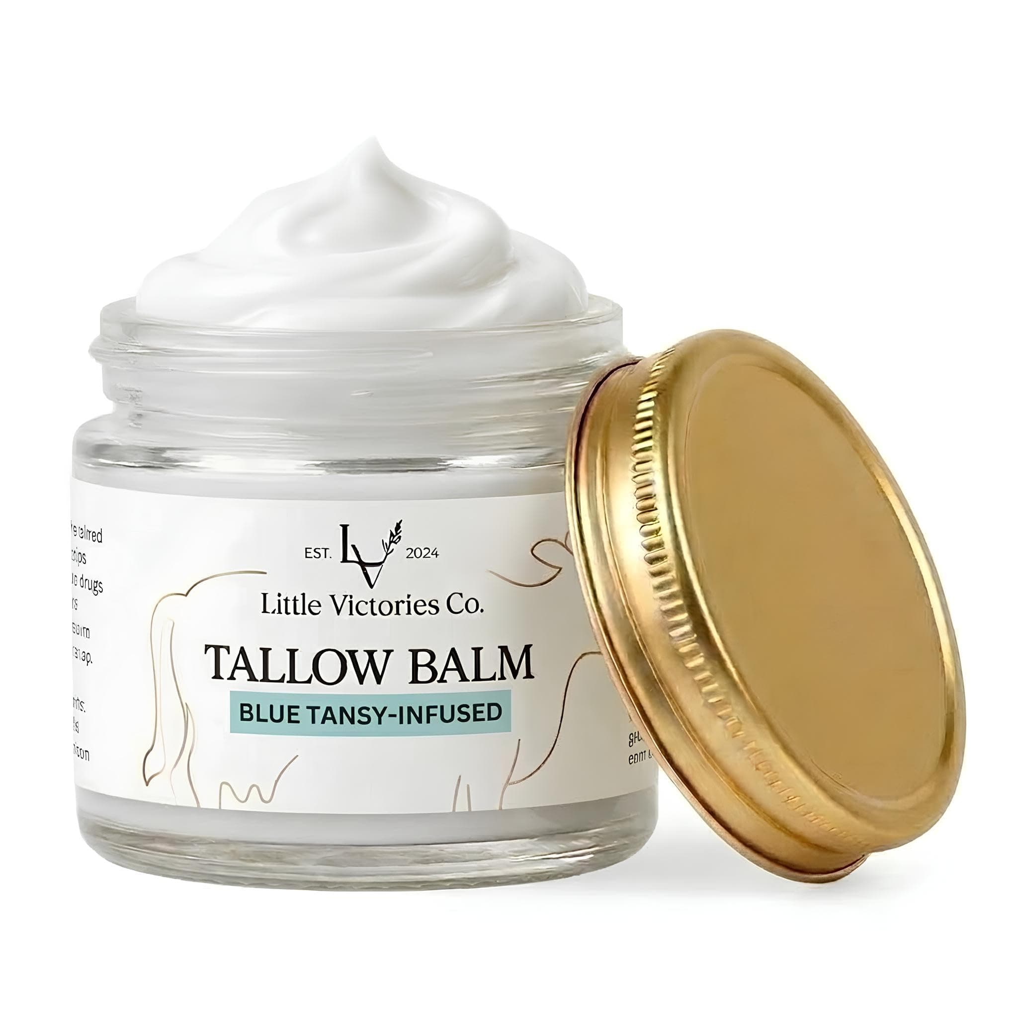 - 2.0 floz Grass Fed Beef Tallow and Honey Balm – Blue Tansy Organic Beef Tallow Balm for Skin is Ideal for Eczema, Stretch Marks, Psoriasis, Itching – Beef Tallow for Face & Body Moisturizer