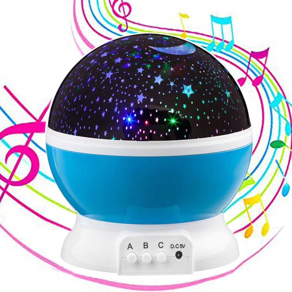 zhcheng Night Lights For Kids, LED Star Projector With Rotating Function and Music Box Girls Toys,Color Changing Light Up Your Bedroom, for Kids Relaxing Sleeping Aid (Blue)
