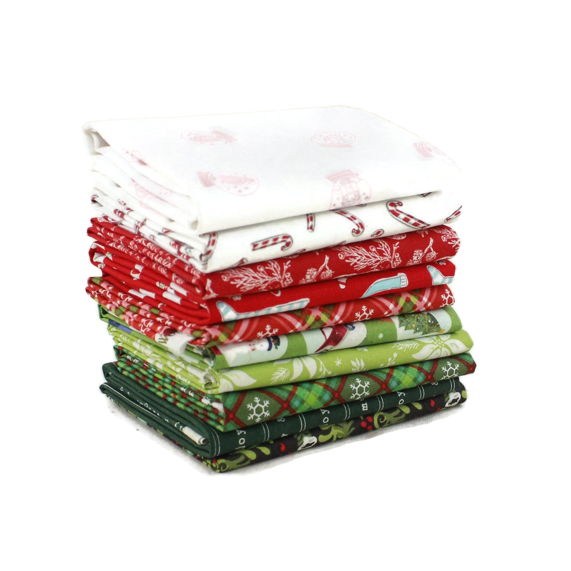 Christmas Fat Quarter Bundle (10 pcs) - Mixed Designers - Southern Fabric 18 x 21 inches (45.72cm x 53.34cm) fabric cuts DIY quilt fabric