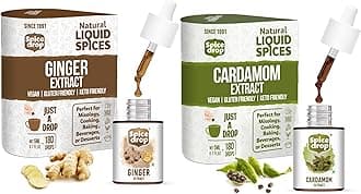 Spice Drop Spicy Tea Combo ( Natural Extract of Cardamom and Ginger ), 10ml, 180 drops, for Food, Beverages and Dessert