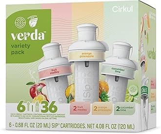 Cirkul Verda Antioxidants, Stevia, and Vitamin B Flavor Water Variety Pack, Makes 36 Drinks, No Sugar, Zero Calorie Drink Mix, (2 Orange Pineapple, 2 Fruit Medley, 2 Cucumber Lime)