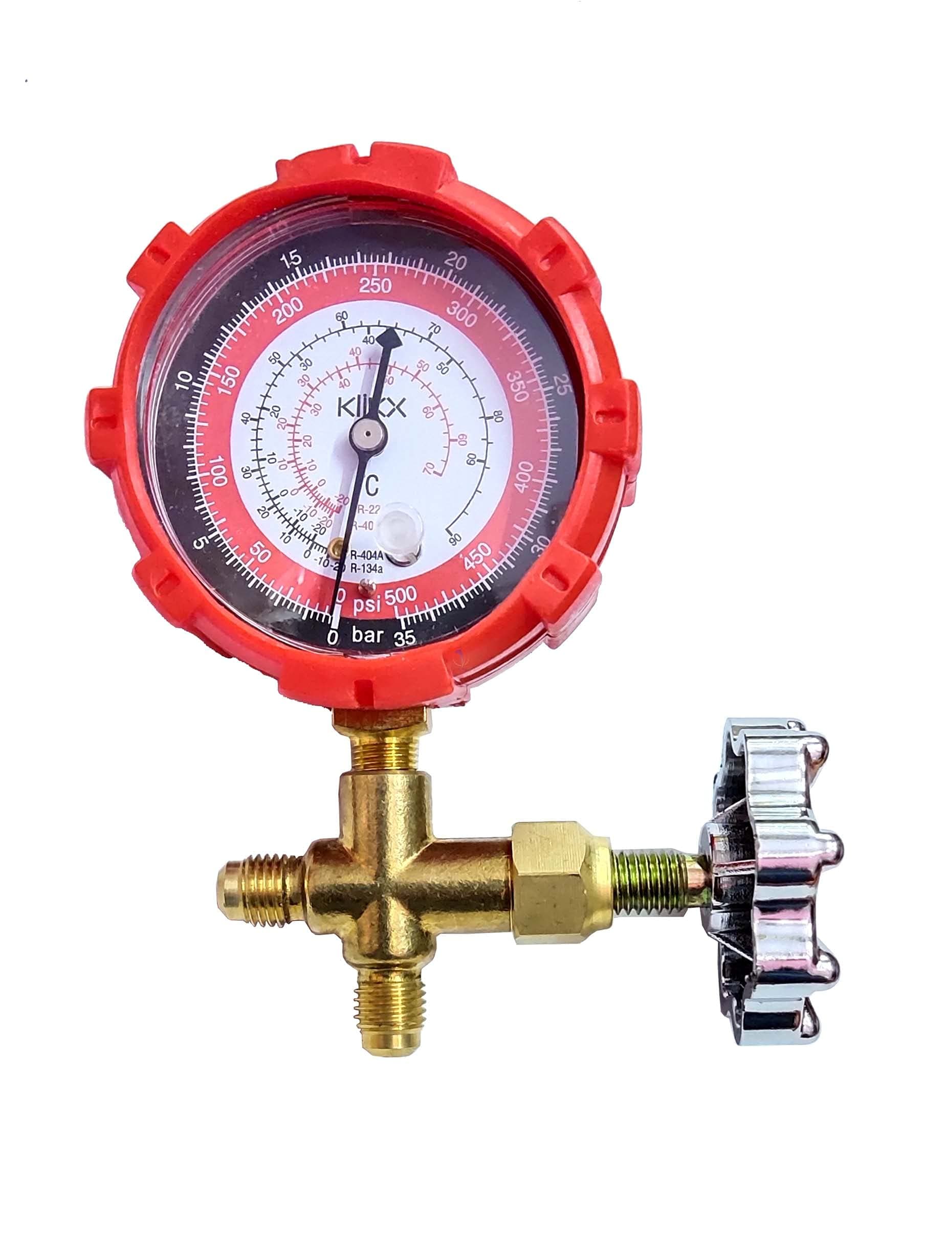 Analog Pressure Gauge Unique Single 500 Psi (35 bar) Meter Manifold Pressure Gauge Air Conditioner Refrigerant Gas Gauge 410 / R22 / R12 / R134 Refrigerant Filling Device Refrigeration Tool