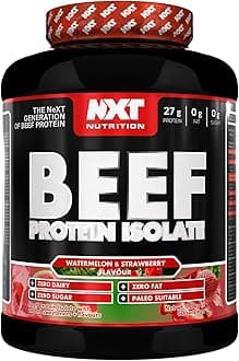NXT Nutrition Beef Protein Isolate Powder - Protein Powder, Alternative to Whey Protein and Vegan Protein Powder, Halal, Lactose, Dairy, Gluten, and Soy Free - 1.8Kg Strawberry Watermelon