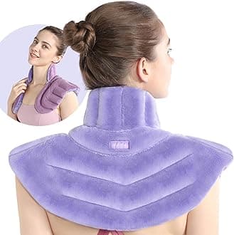 Microwave Heating Pad for Neck and Shoulders, Weighted Neck and Shoulder Wrap for Pain Relief and Spasm, Heated Neck Wrap with Herbal Aromatherapy, Moist Heat Neck Warmer Hot & Cold Compress