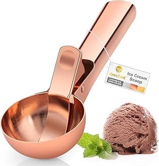 Premium Large Ice Cream Scoop with Trigger Ice Cream Scooper Stainless Steel, Heavy Duty Metal Icecream Scoop Spoon Dishwasher Safe, Perfect for Frozen Yogurt, Gelato, Sundae, Large Rose Gold