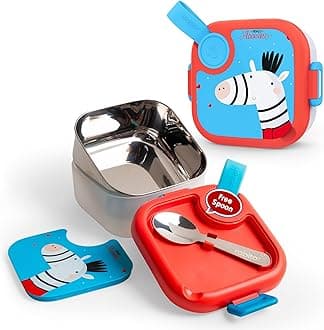 Lunchmate Mini Stainless Steel Lunch Box | 1+1 Year Brand Warranty | Tiffin Box for School | Kanjak Gifts for Girls | BPA-Free Leak-Proof with Spoon | 500 ml | Totally Adorable