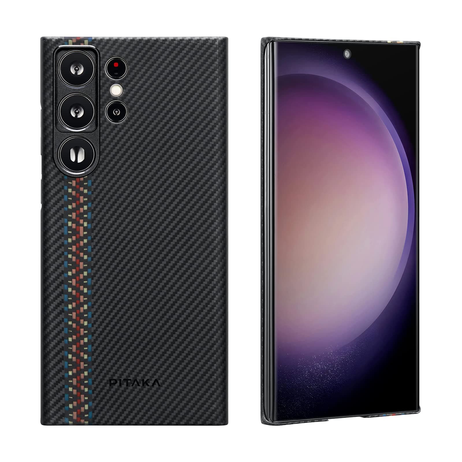 PITAKA Fusion Weaving MagEZ Case, Embedded Magnets, 3D Grip Textured, Unique Fusion Weaving Designs, Compatible with MagEZ Slider & MagEZ Car Mount for Samsung S23 Ultra